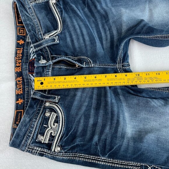 Rock Revival Sukara Easy Crop Jeans Med-Wash Denim Embroidered‎ Pockets Women 28 - Picture 14 of 16